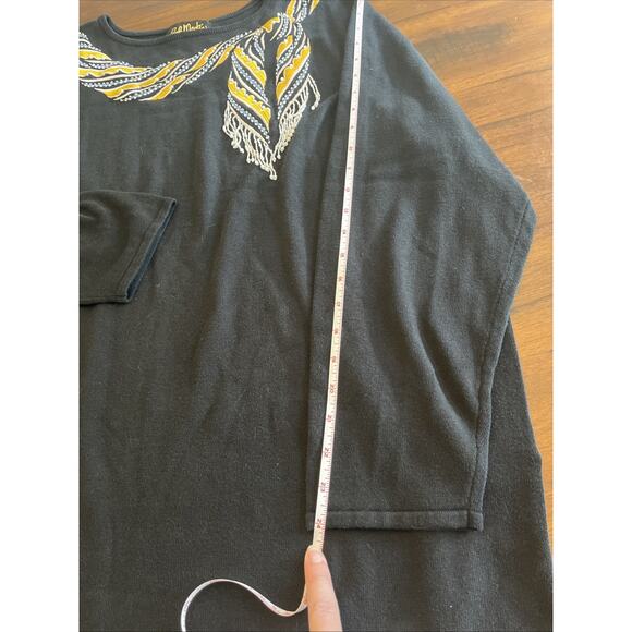 Bob Mackie Wearable Art Beaded Embroidered Scarf On Black Tunic Sweater Sz 2X - Picture 6 of 9